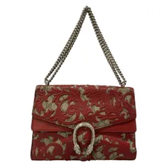 GUCCI(グッチ) ショルダーバッグ ディオニュソス/アラベスク 400235 レッド×ベージュ×ダークブラウン チェーンショルダー レザー