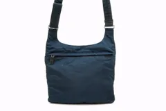 プラダ V218 ショルダーバッグ サコッシュ 三角ロゴプレート Unisex テスート ナイロン 紺 ネイビー PRADA 5709h