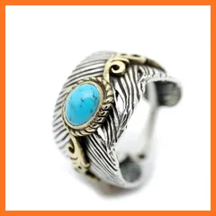 【新品】 [シルバーワン] bi ターコイズ フェザーリング アラベスク メンズ 夏 シルバー925 金 フリーサイズ 0