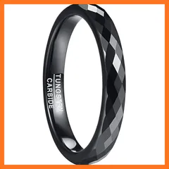 【新品】 083基地 リング メンズ 指輪 タングステン 多面カット キラキラ 金属アレルギーフリー 横幅2mm 真空メッキ ブラック アクセサリー プレゼント 12号