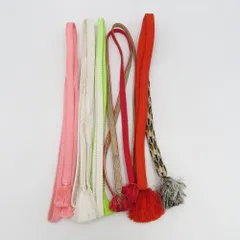 帯締め 5本セット カジュアル フォーマル 平組 正絹 和装小物 オレンジ色ｘ緑色ｘピンク色 着物用 まとめ売り 帯〆 多色 カラフル