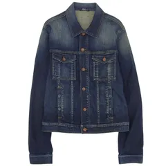 極美品▲DOLCE&GABBANA ドルチェ＆ガッバーナ ヴィンテージ加工 ロゴボタン付き コットン デニムジャケット インディゴ 54 イタリア製 正規品 メンズ