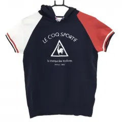 【超美品】ルコックゴルフ フード付き半袖セーター ネイビー×レッド  レディース L ゴルフウェア le coq sportifのサムネイル