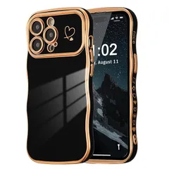【新品】 ZTOFERA iPhone 15 Pro 用 ハートケース 人気 おしゃれ iPhone 15 Pro 波型ケース 柔軟な TPU シリコン ウェーブ デザイン スマホケース メッキ加工 ソフト 軽量 耐衝撃 韓国 可愛い アイフォン 15 Pro