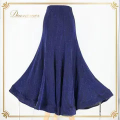 社交ダンス 衣装 スカート ブルー系 タカダンス TAKA DANCE 伸縮 ストレッチ 練習 レッスン 青 黒 キラキラ ラメ かわいい 上品 華やか ボリューム ダンス衣装 イベント ステージ パーティー ブラック系