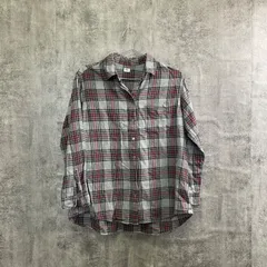 【T-762】UNIQLO ユニクロ チェックシャツ XXL レディース グレー 赤 チェック 長袖シャツ 大きいサイズ カジュアル トップス 羽織り 秋冬 ゆったり レディース服