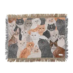 新品 Jubilee ジャガード織 猫柄 ラグマット スローケット 50x70cm コットン・ポリエステル デザイン.Cat001
