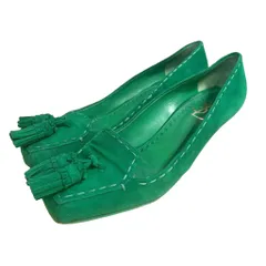 イヴサンローラン YVES SAINT LAURENT パンプス タッセル ハイヒール 37 緑 グリーン ■GY99 ☆AA★