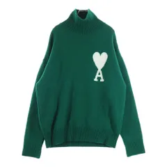 ami paris (アミパリス) ハート ジャガード刺繍 タートルネックニット セーター グリーン H21K213