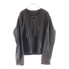 GIORGIO ARMANI (ジョルジオアルマーニ) コンビレザー ノーカラー ジップアップ ジャケット ブラウンのサムネイル