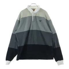HUMAN MADE (ヒューマンメイド) Multi Stripe Rugby Shirt マルチ ストライプ 長袖ラグビーシャツ グレー/ブラックのサムネイル