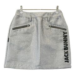 美品】ジャックバニー ラミネートツイルスカートインナー付き シルバー