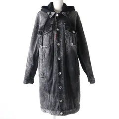 【ドンドン見直し】美品☆正規品 DSQUARED2 ディースクエア 23SS S75AA0391 フード付き ロング丈 デニム コート ブラックデニム 36 レディース イタリア製