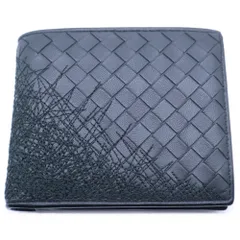 BOTTEGA VENETA (ボッテガヴェネタ) イントレチャート ステッチデザイン ウォレット 二つ折り財布 ブラック
