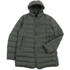 【ドンドン見直し】極美品●DUNO デュノ 2020年製 レイヤード ロゴパッチ付き フーデッドダウンコート ジャケット カーキ 50 正規品 メンズ