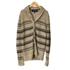 バナナリパブリック BANANA REPUBLIC カーディガン ボレロ ショールカラー ボーダー M ベージュ