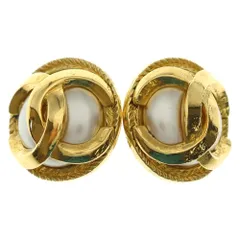 CHANEL (シャネル) ココマーク フェイクパール イヤリング ゴールド×ホワイト GP