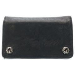 クロムハーツ 1ZIP ピラミッドボタン 二つ折り財布 レザー ブラック 