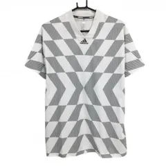 【美品】アディダス Tシャツ 白×黒 総柄 ドット フロントロゴ メンズ L ゴルフウェア adidas