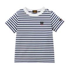 新品 [ミキハウス] ミキハウスダブルビー 半袖Ｔシャツ ボーダー くま 日本製 男の子 女の子 ベビー キッズ 子供服 通園 通学 60-5239-685 110cm 紺×白