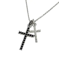 スワロフスキー Swarovski ネックレス レディース ブランド クリスタルガラス ダブルクロスネックレス シルバー ペンダント おしゃれ 十字架 存在感 【中古】