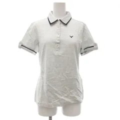 キャロウェイ CALLAWAY ゴルフウェア ポロシャツ 半袖 ロゴ刺繍 総柄 L 白 ホワイト 紺 ネイビー /JS ■ECT