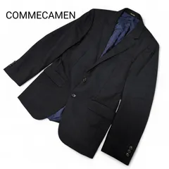 COMMECAMEN コムサ メンズ テーラードジャケット  ビジネス チェック 日本製 毛 ネイビー