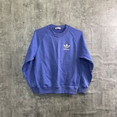 【T-769】adidas アディダス トレフォイル スウェット パープル メンズM相当 デサント製 ヴィンテージ トレーナー 刺繍ロゴ 古着 スポーツ ストリート 長袖