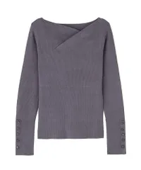 新品 [ナチュラルビューティーベーシック] ニュアンスネックリブニット【グレー/Free Size】