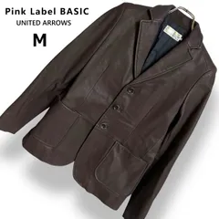 Pink Label BASIC ユナイテッドアローズ 羊革 シープ レザージャケット ダークブラウン 本革 上質 レディース UNITED ARROWS ピンクレーベル ジャケット【M】のサムネイル