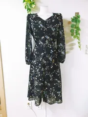 팔시ースルー フラワー ロング丈ワンピース 55 66 ブラック