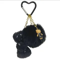 (業者配送)日本正規品 スタイルアップゴーゴーガール タンニング hello kitty(ハローキティ) オールブラック リボン ファーボンボン キーホルダー