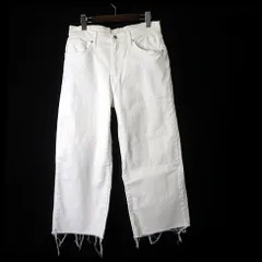 リーバイス Levi's ホワイト デニムパンツ ジーンズ ワイド ストレート カットオフ フリンジ ストレッチ 29 白 ホワイト