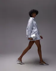 エイソス レディース ボトムス スカート ミニ ASOS DESIGN puffball mini skirt stripe Blue Stripe ブルー