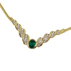 ニナ・リッチ NINA RICCI ネックレス レディース ブランド ラインストーン ゴールド グリーン ペンダント おしゃれ 上品 大人 コスチュームジュエリー 【中古】