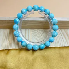 天然石★【90Aドミニカ共和国産のラリマー】★ブレスレット 天然石 9.9-10.3mm ZB10368