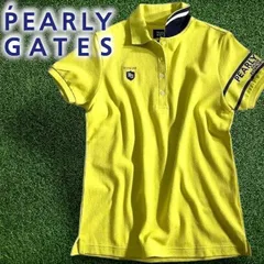 PEARLY GATES パーリーゲイツ ゴルフ 日本製 44/2鹿の子 ラインロゴ ストレッチ 半袖 ポロシャツ ゴルフウェア レディース 055-2260902 定価1.9万 イエロー ▲022▼50619w12