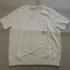 未使用　タグ付き　UNIQLO　ユニクロ　コットン　カシミヤ　クルーネック　セーター　半袖　WOMEN　オフホワイト系　XXLサイズ