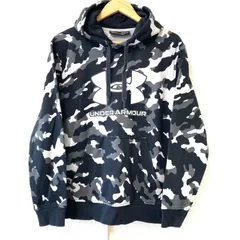(^w^)b UNDER ARMOUR アンダーアーマー COLDGEAR 裏起毛 パーカー プルオーバー コットン配合 フロントポケット 迷彩柄 カモフラ カモフラージュ柄 総柄 スポーティ ストリート ビッグロゴ ブラック系 メンズ サイズ M