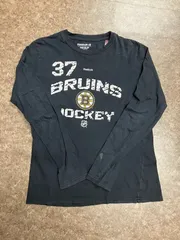 REEBOK BRUINS ロゴプリント 長袖Tシャツ ブラック XL US古着