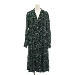 ローラアシュレイ LAURA ASHLEY シャツワンピース ロング 11AR 紺 ネイビー 小花柄 長袖 211-356-410 /YM ■ECE003