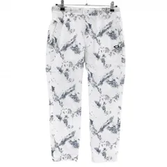 【美品】オークリー パンツ 白×ネイビー 総柄 ストッチ ロゴプリント  レディース XL ゴルフウェア Oakley