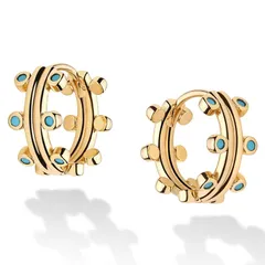 Fettero ピアス レディース リングピアス フープピアス アレルギーフリー 金属アレルギー対応 つけっぱなし サージカルステンレス 14k 人気 両耳用 (ターコイズ観覧車) 1