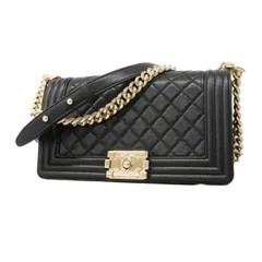 ★SALE【6ca0102】シャネル ショルダーバッグ ボーイシャネル キャビアスキン ブラック シャンパンゴールド金具【中古】レディース