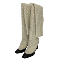 Alexander McQueen/アレキサンダーマックイーン/ニット ロングブーツ/ニーハイ/サイズ36/ブラック×ホワイト/ヒール9cm/レディース/RS0629のサムネイル