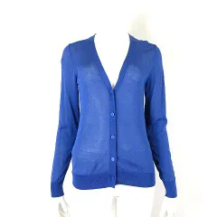 ユニクロ UNIQLO ライト Vネック カーディガン シアー 落ち感 とろみ 長袖 M 青 ブルー