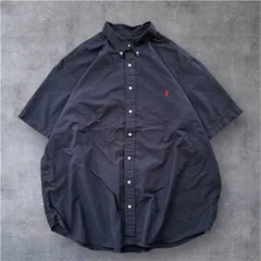 Ralph Lauren ラルフローレン 刺繡ポニー コットン ボタンダウン 半袖シャツ メンズ 3XB 古着 ネイビー 紺色 ビッグサイズ