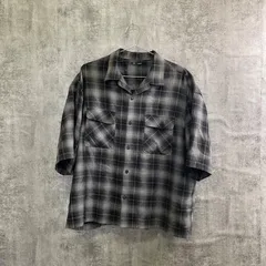 【T-777】GU ジーユー チェックシャツ グレー ブラック メンズXL 長袖 シャツ オーバーサイズ カジュアル フランネル風 秋冬 羽織り ビッグシルエット 人気