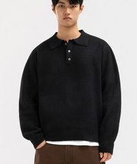 GAP ダークグレー ニットポロセーター S - メルカリ