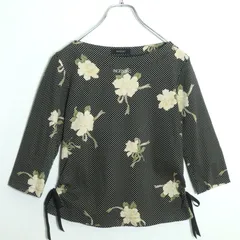インゲボルグ★フラワー柄がエレガントな雰囲気♪ ドット七分袖ブラウス サイズM 黒系 z18730